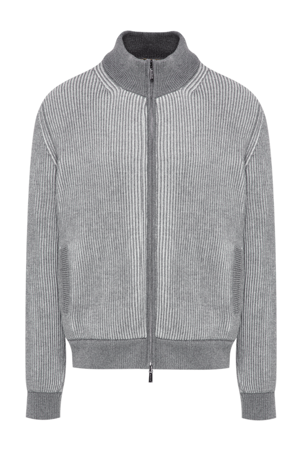 Moorer arena men's knitted bomber jacket in light gray 197846 - photo 1