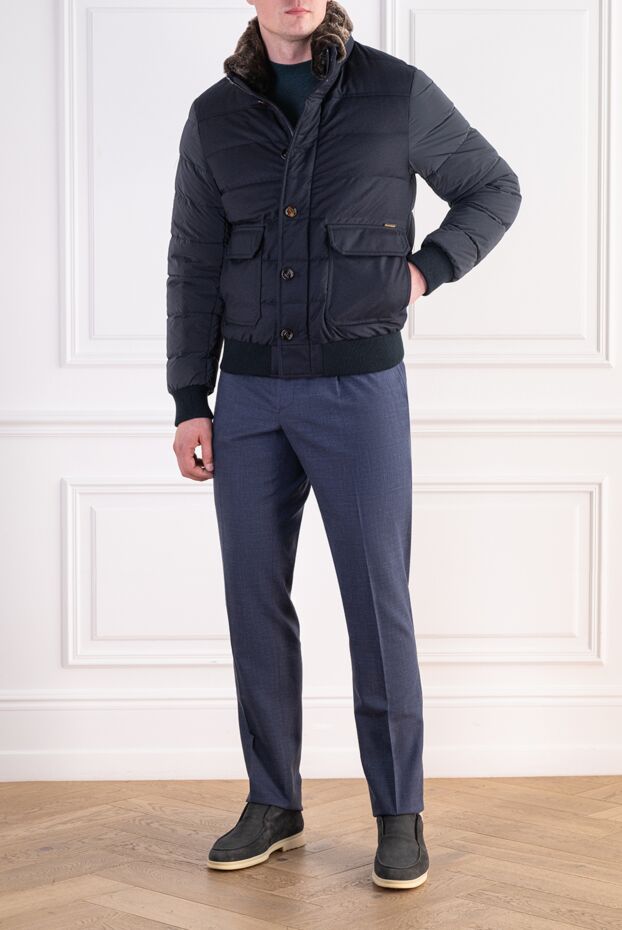 Men's down-filled bomber jacket in signature deep navy - photo 2