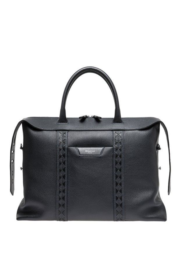 Serapian soft business bag in dark blue cachemire leather with mosaico details 197855 - photo 1