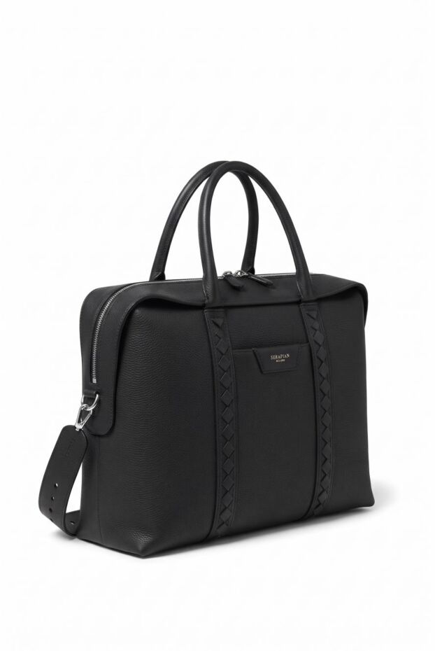 Serapian soft business bag in dark blue cachemire leather with mosaico details 197855 - photo 2