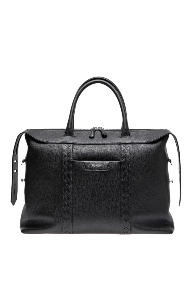 Serapian soft business bag in black cachemire leather with mosaico details 197856 - photo 1