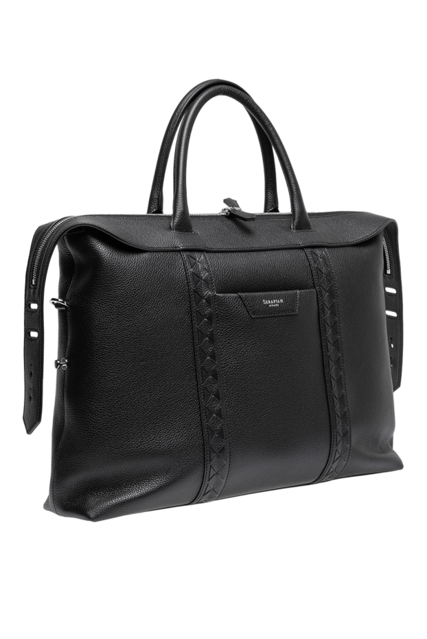 Serapian soft business bag in black cachemire leather with mosaico details 197856 - photo 2