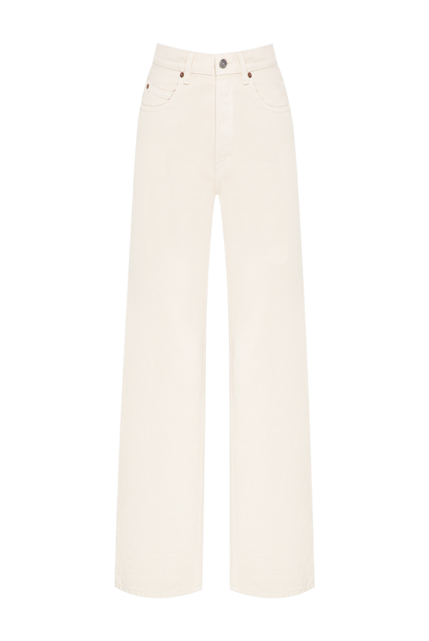 Saint Laurent светло-бежевые джинсы свободного кроя с высокой посадкой 197872 - фото 1