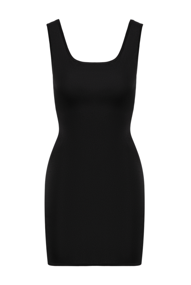 Short black knit tank dress with a square neckline - photo 1