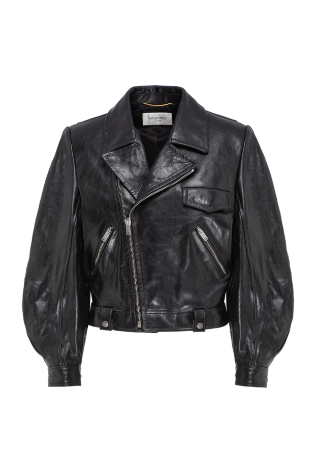 Saint Laurent байкерская куртка из гладкой наппы с серебристой фурнитурой 197876 - фото 1