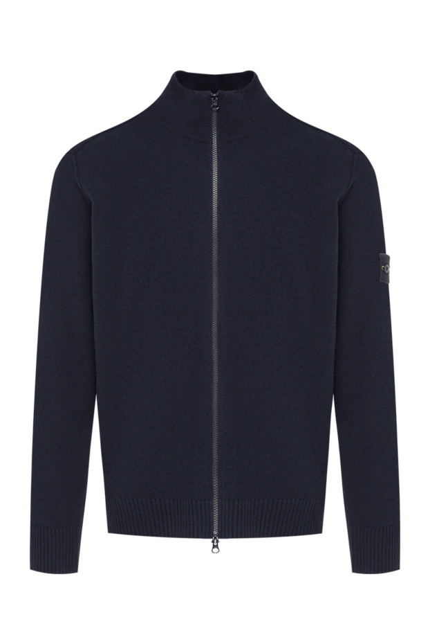 Stone Island ерлерге арналған өте жұқа көк түсті жүннен тоқылған сыдырмалы кардиган 197883 - фото 1