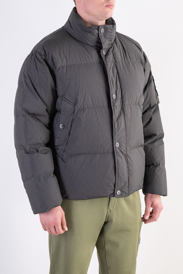 Stone Island ерлерге арналған, lead grey түсті фирмалық реңкті тоқылған мамық күртеше 197890 - фото 3