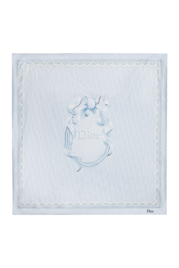 Dior шёлковый платок-каре dioriviera dior bows 90 бело-голубого цвета 197897 - фото 1