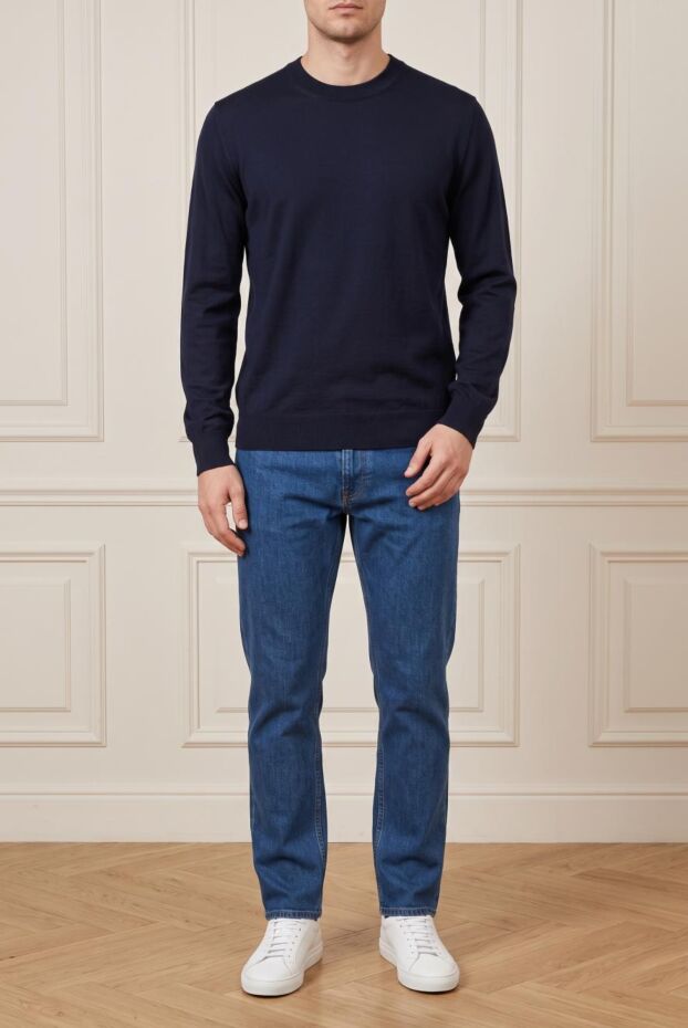 Zilli knitted jumper with a round neck in a classic navy blue color 197919 - photo 1