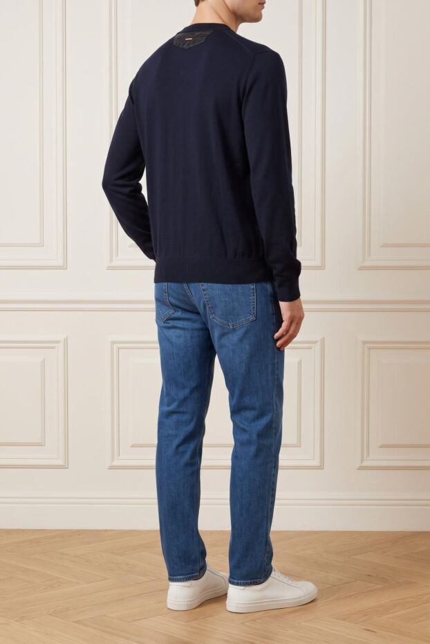 Zilli knitted jumper with a round neck in a classic navy blue color 197919 - photo 3