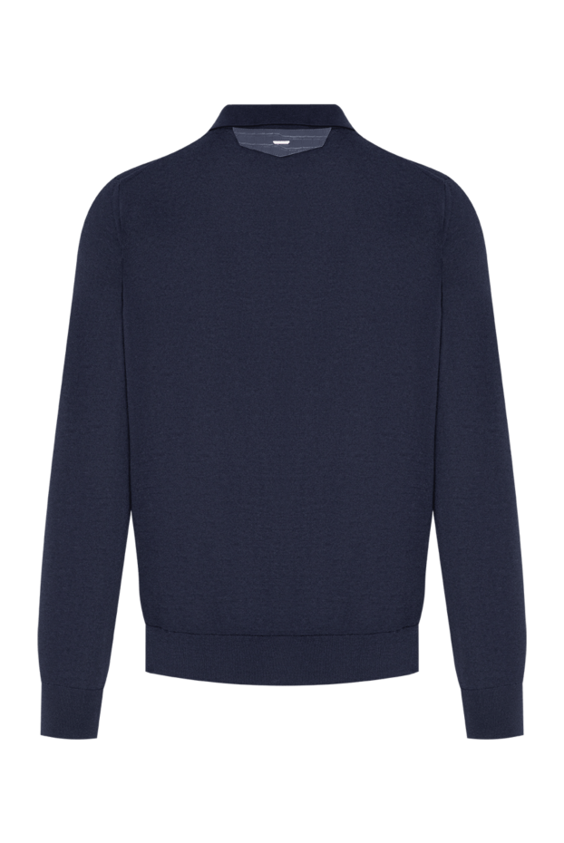 Zilli men's blue polo shirt made of cashmere and silk with crocodile leather trim 197929 - photo 2