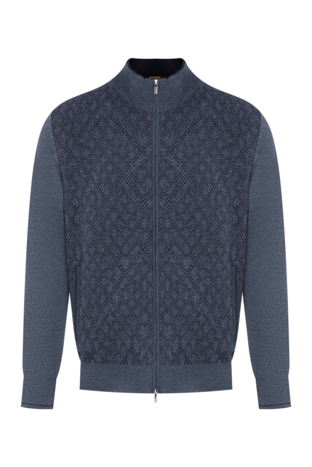 Zilli men's gray cashmere and silk cardigan with a geometric pattern 197931 - photo 1