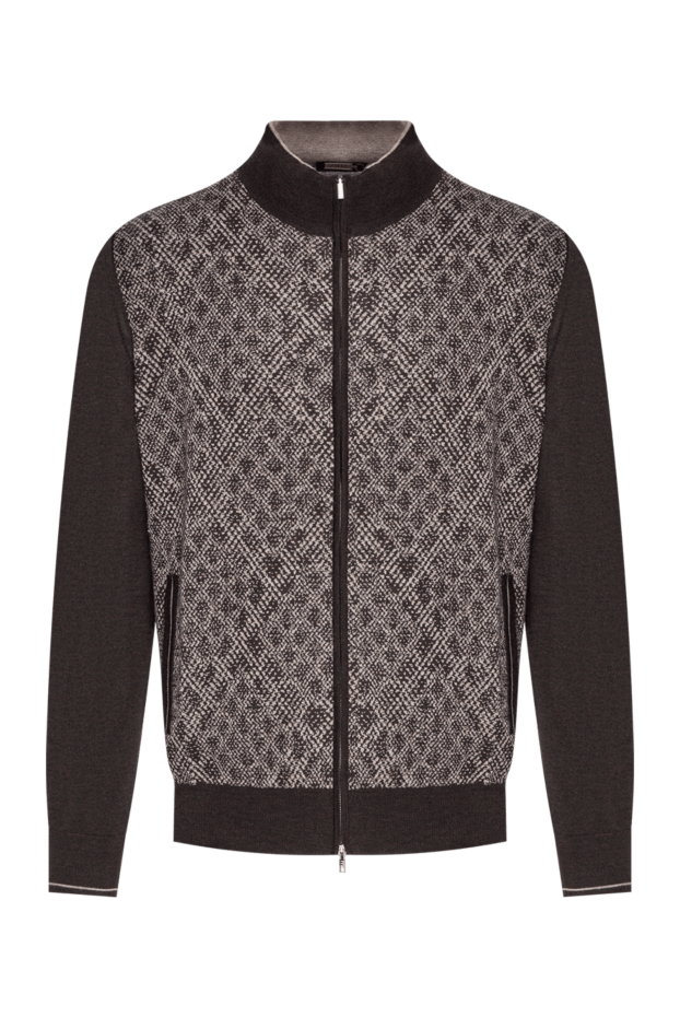 Zilli brown zip-up cardigan with geometric pattern 197932 - photo 1