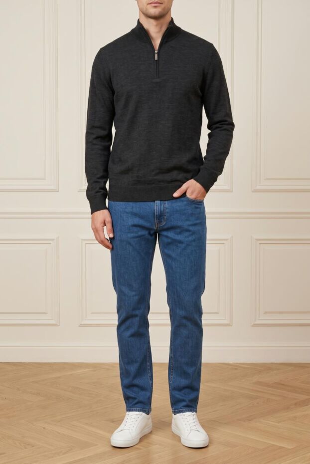 Zilli men's dark gray trouser with alligator yoke 197935 - photo 1
