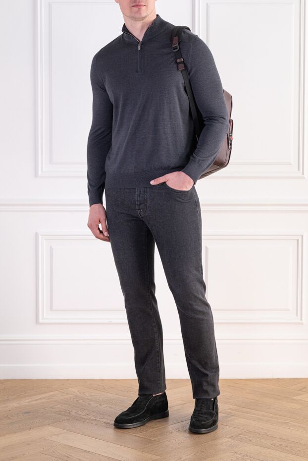 Zilli men's anthracite troyer with crocodile leather insert 197936 - photo 2