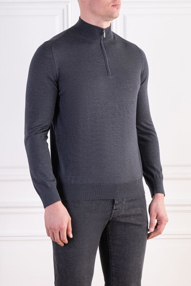 Zilli men's anthracite troyer with crocodile leather insert 197936 - photo 3