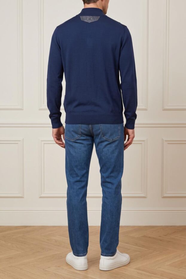 Zilli men's luxury trouser in dark blue with crocodile insert 197937 - photo 2