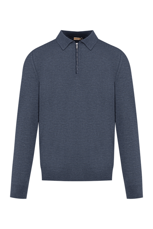 Zilli midnight blue long sleeve polo with crocodile trim 197939 - photo 1