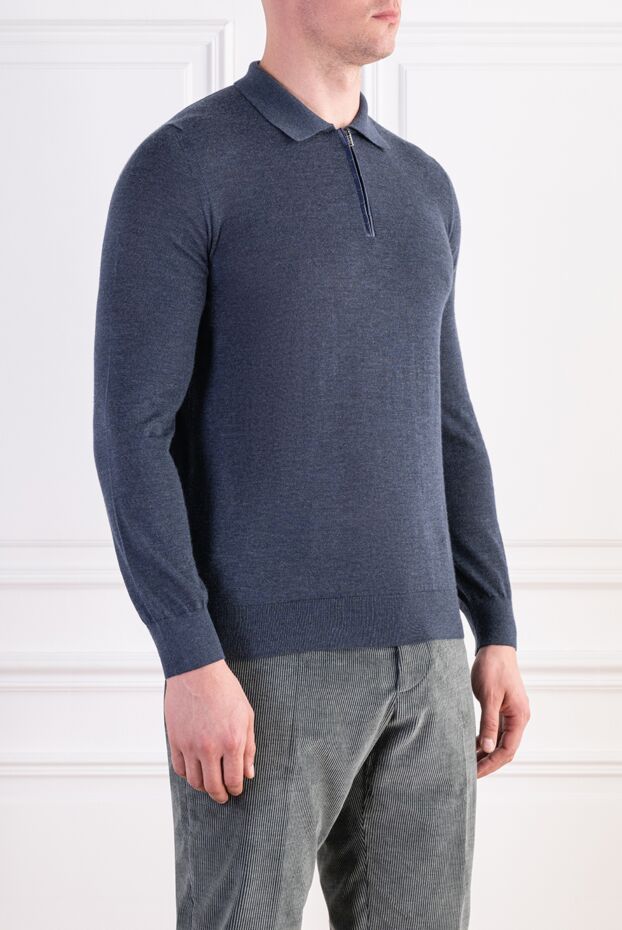 Zilli midnight blue long sleeve polo with crocodile trim 197939 - photo 3