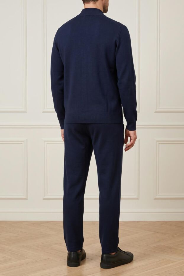 Zilli тік жағасы бар ерлерге арналған қою көк түсті тоқылған костюм 197943 - фото 2