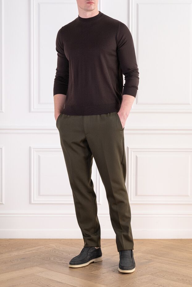 Zilli men's cashmere and silk jumper with crocodile skin trim 197948 - photo 2