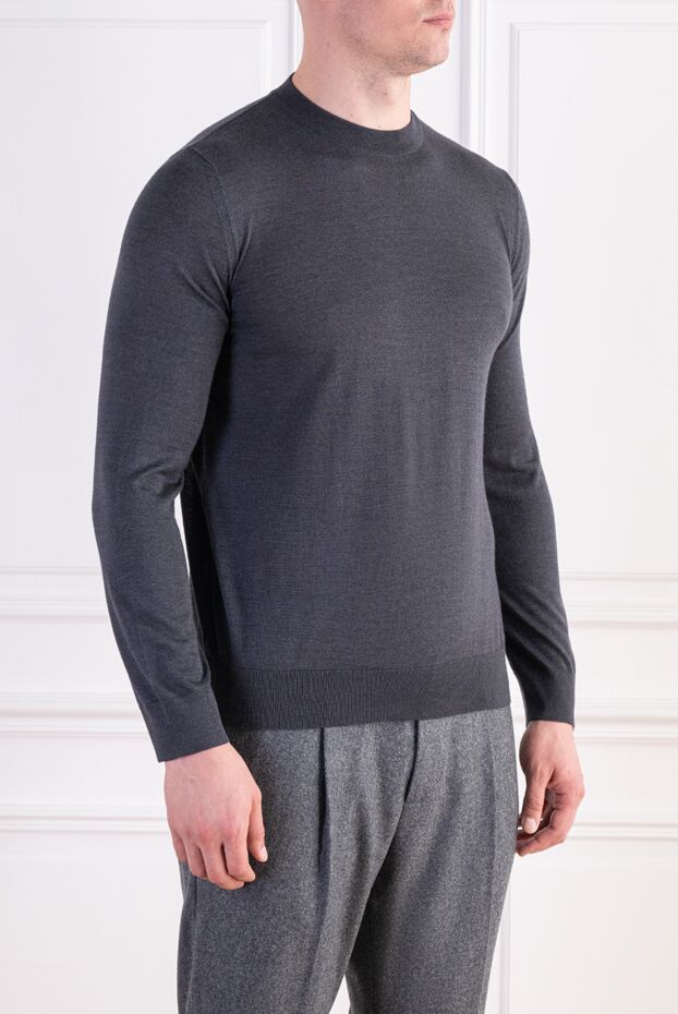 Zilli knitted graphite jumper with crocodile skin details 197949 - photo 3