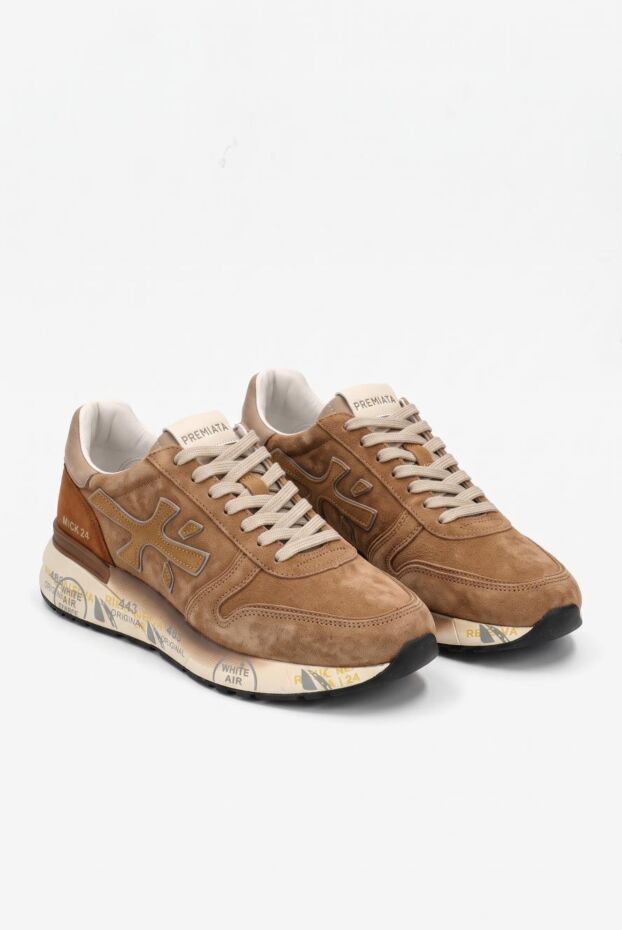 Premiata men's suede mick sneakers in a simple light brown palette 197999 - photo 3