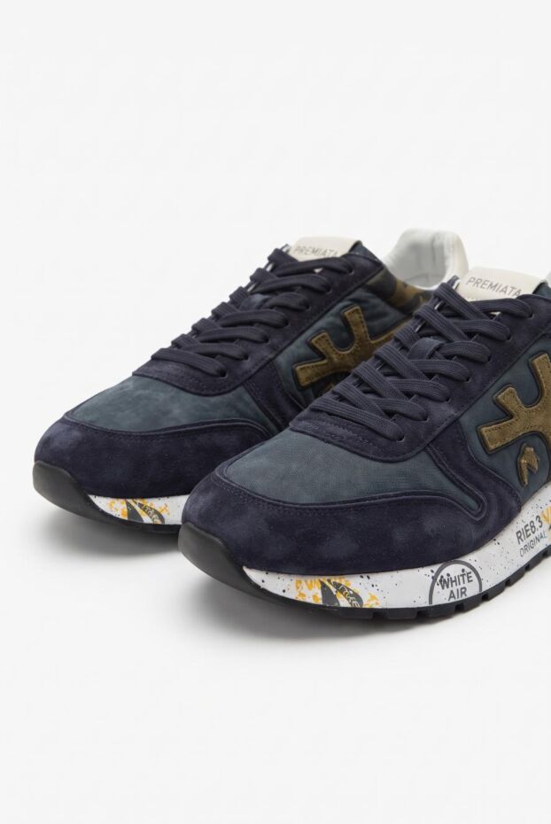 Premiata men's mick sneakers in blue with a vintage-style distressed effect 198000 - photo 1