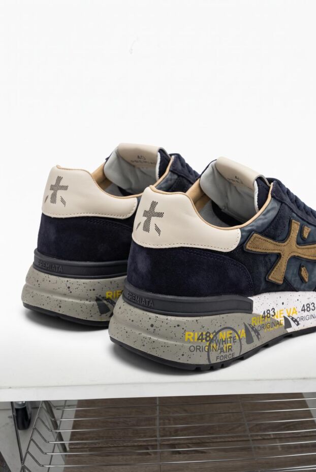 Premiata men's mick sneakers in blue with a vintage-style distressed effect 198000 - photo 2