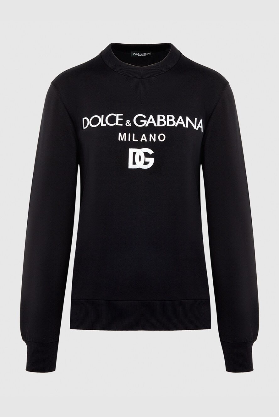 Dolce & Gabbana ерлерге арналған қара басылған мақтадан жасалған свиттері 168485 - фото 1