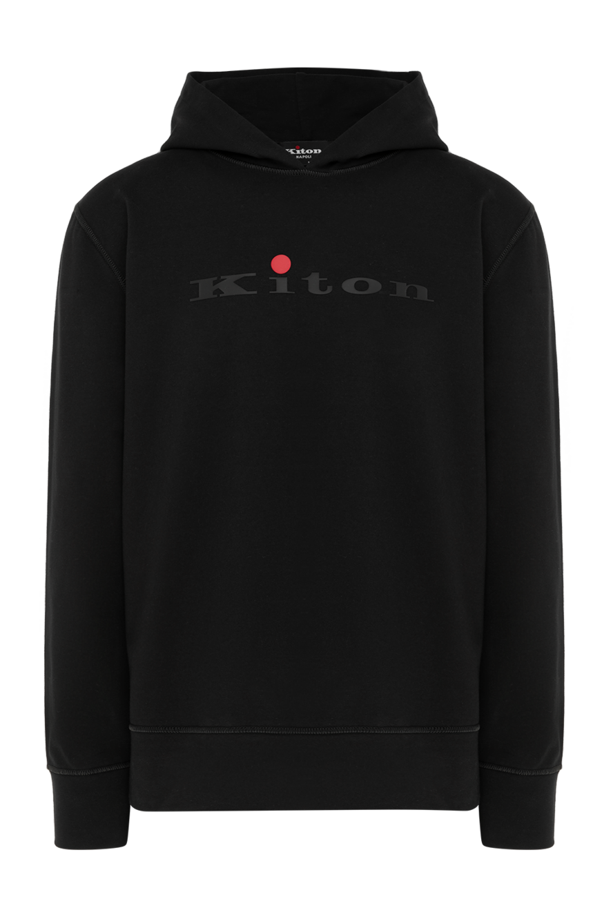 Kiton худи из хлопка и эластана мужское черное 177725 - фото 1