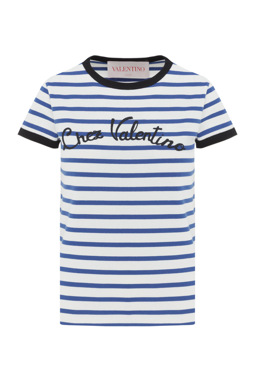 Valentino chez blue stripe print t-shirt with contrast trim 188186 - photo 1