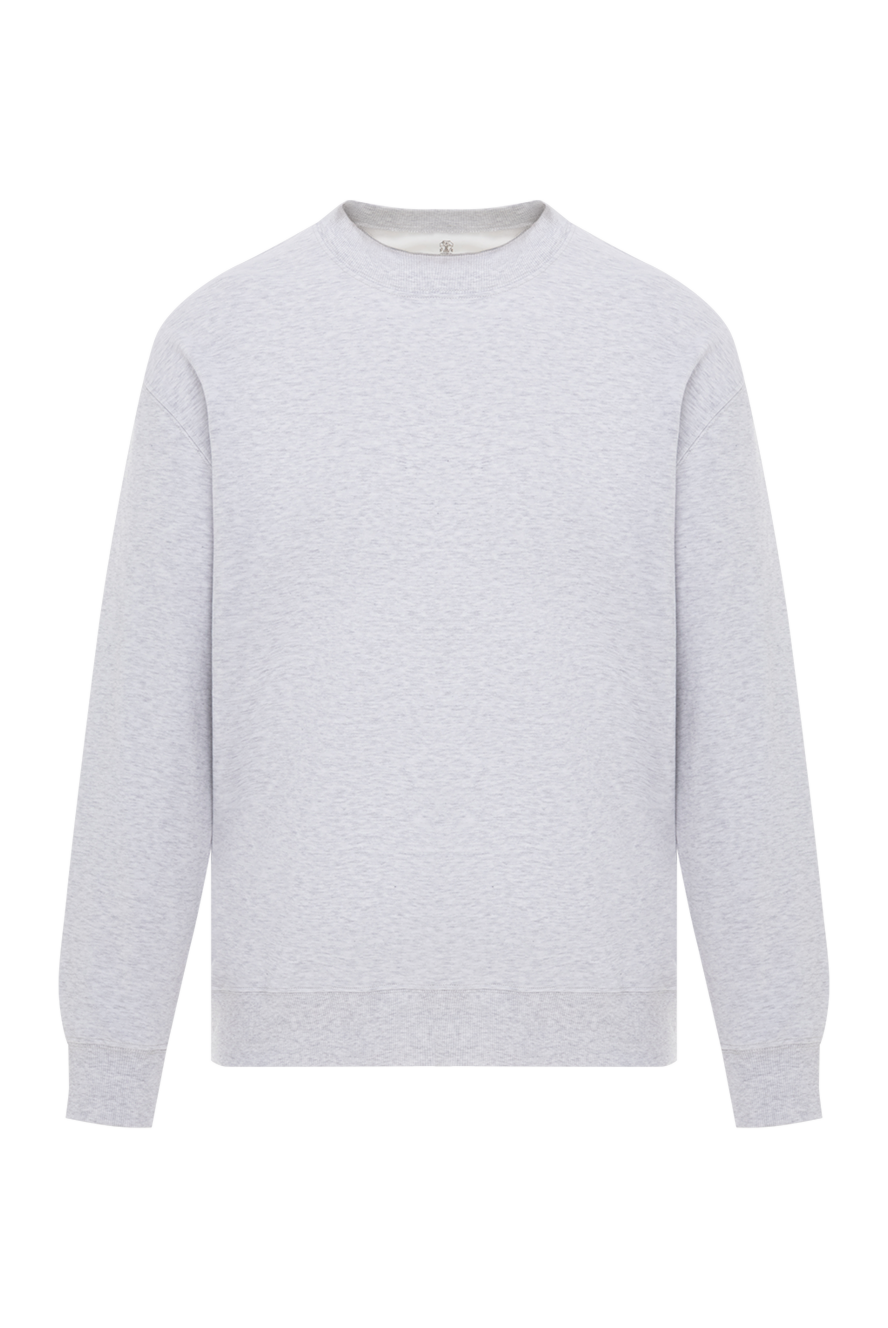 Brunello Cucinelli classic men's sweatshirt in grey melange cotton 188709 - photo 1