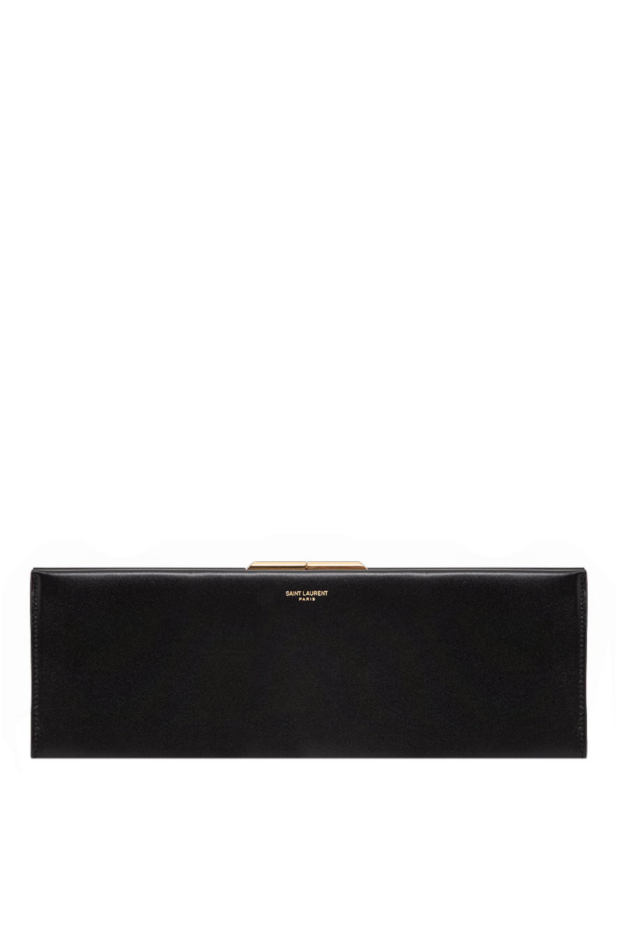 Saint Laurent большой черный клатч midnight из гладкой кожи 191455 - фото 1