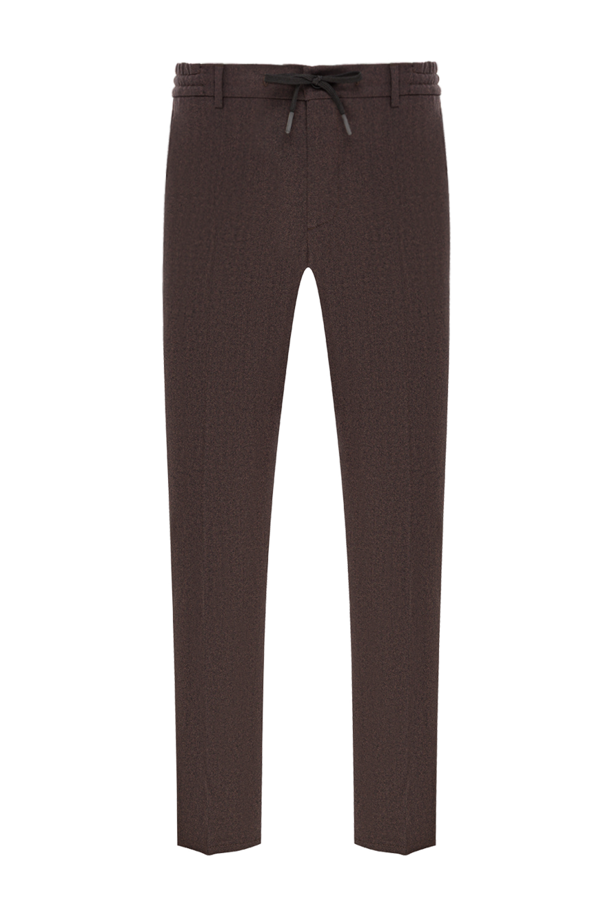 Berwich classic wool trousers with elastic waistband and drawstring in brown 192844 - photo 1