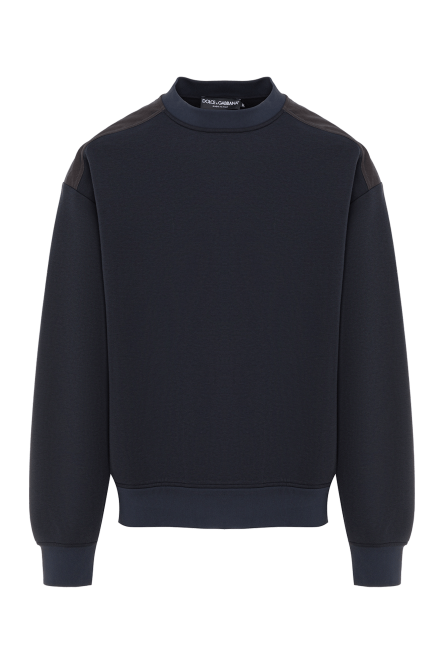 Dolce & Gabbana иық панельдері бар ерлерге арналған қою көк түсті свитшот 193394 - фото 1