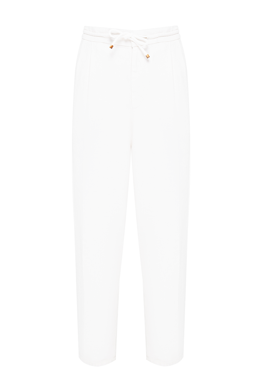 Brunello Cucinelli white knit joggers with gold hardware 193827 - photo 1
