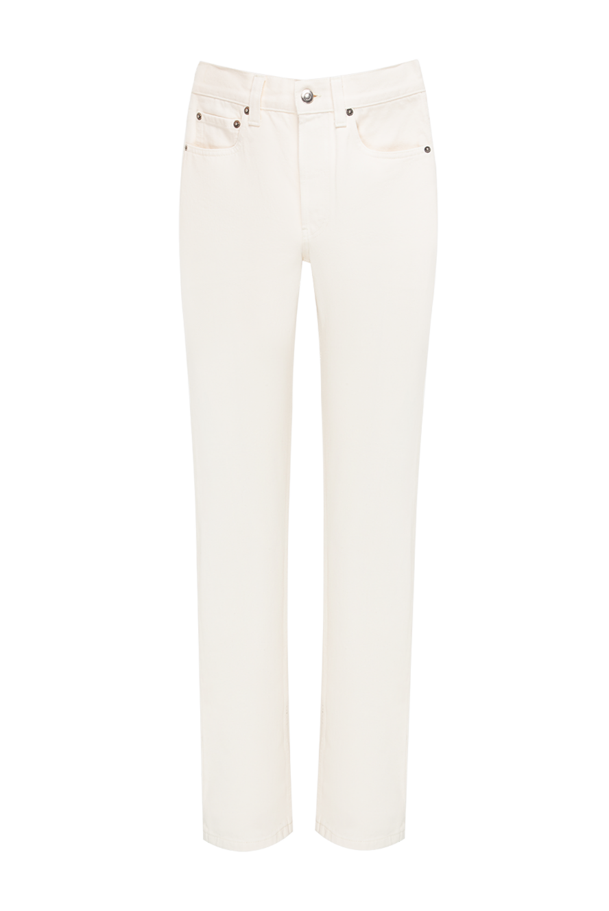 Loro Piana light beige women's straight-leg jeans with a contrasting leather patch 197526 - photo 1