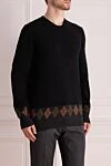 Dolce & Gabbana Black wool jumper for men - Diamond pattern. 100% wool. Country of manufacture: Italy. Care: specialized cleaning - photo 3