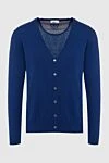 Panicale Men's cardigan made of wool and cashmere blue - Elbow patches. 80% wool, 20% cashmere. Closure: buttons. Country of manufacture: Italy. Care: specialized cleaning - photo 1