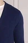 Panicale Men's cardigan made of wool and cashmere blue - Elbow patches. 80% wool, 20% cashmere. Closure: buttons. Country of manufacture: Italy. Care: specialized cleaning - photo 5