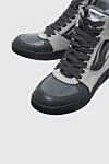 Dolce & Gabbana Gray leather sneakers for men - contrast sole. leather interior. 100% leather. lacing, zipper. polyurethane. Country of manufacture: Italy. Care: specialized cleaning - photo 5