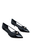 Dolce & Gabbana Black leather and polyamide shoes for women - bow on the toe, decorative cutouts on the sides. leather, polyamide. Heel height: 4 centimeters. Country of manufacture: Italy. Care: specialized cleaning - photo 3