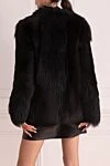 Women's black fur coat made of fox fur and crocodile skin Dolce & Gabbana - crocodile leather insert. 90% natural fox fur, 10% crocodile skin. Closure: hooks. Country of manufacture: Italy. Care: specialized cleaning - photo 4