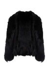 Women's black fur coat made of fox fur and crocodile skin Dolce & Gabbana - crocodile leather insert. 90% natural fox fur, 10% crocodile skin. Closure: hooks. Country of manufacture: Italy. Care: specialized cleaning - photo 6