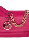 Michael Kors Women's pink leather bag with gilded logo - Decoration: metal logo, chains. leather. Fastener: button. Country of origin: USA. Care: specialized cleaning - photo 5