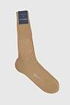 Bresciani Men's beige cotton socks - logo print. 100% cotton. Country of manufacture: Italy. Care: specialized cleaning - photo 1