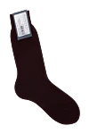 Bresciani Men's burgundy cotton socks - logo print. 100% cotton. Country of manufacture: Italy. Care: specialized cleaning - photo 1