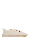 Manebi Espadrilles canvas beige for men - edging from a wicker platform. leather interior, top height 8 cm. 100% canvas. Insole: leather. Country of manufacture: Italy. Care: specialized cleaning - photo 1