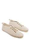 Manebi Espadrilles canvas beige for men - edging from a wicker platform. leather interior, top height 8 cm. 100% canvas. Insole: leather. Country of manufacture: Italy. Care: specialized cleaning - photo 3